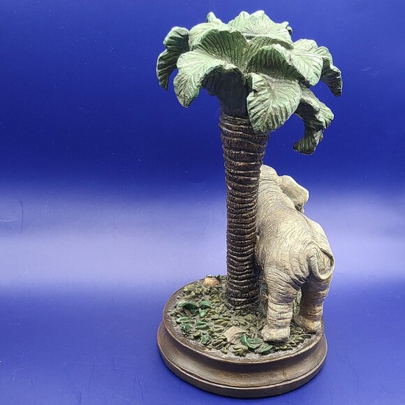 Pacific Rim Vintage Elephant Palm Tree Jungle Taper Candle Stick Holder 12" Tall - Picture 7 of 11